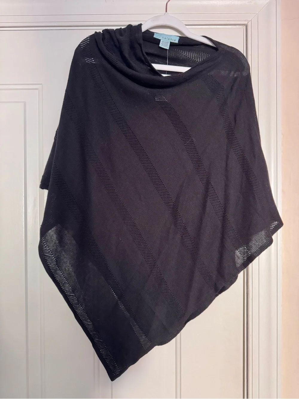 Celeste Black Knit Layering Poncho
